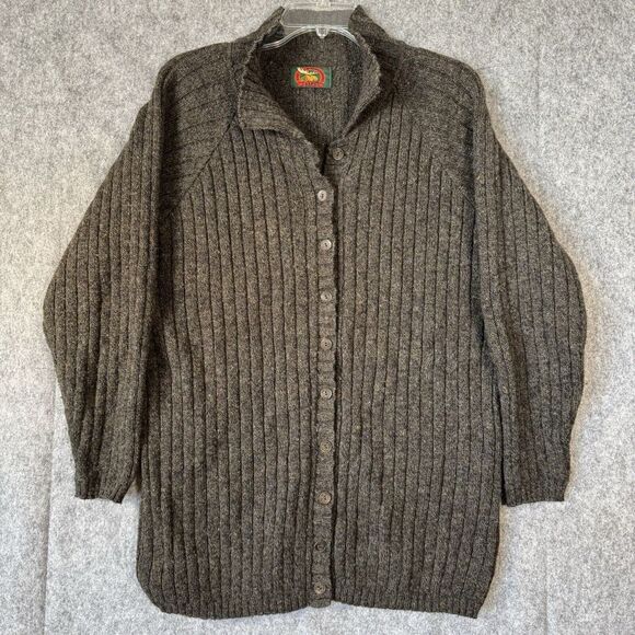 Sweaters - Vintage Alps Fine Cardigan‎ Womens Medium Sweater Chunky Ribbed Wool USA Cabin